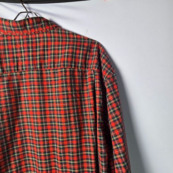 Nordstrom Men’s Plaid Shirt Red & Blue Size 16 1/2-33 Relaxed Fit Button-Down - Picture 14 of 15